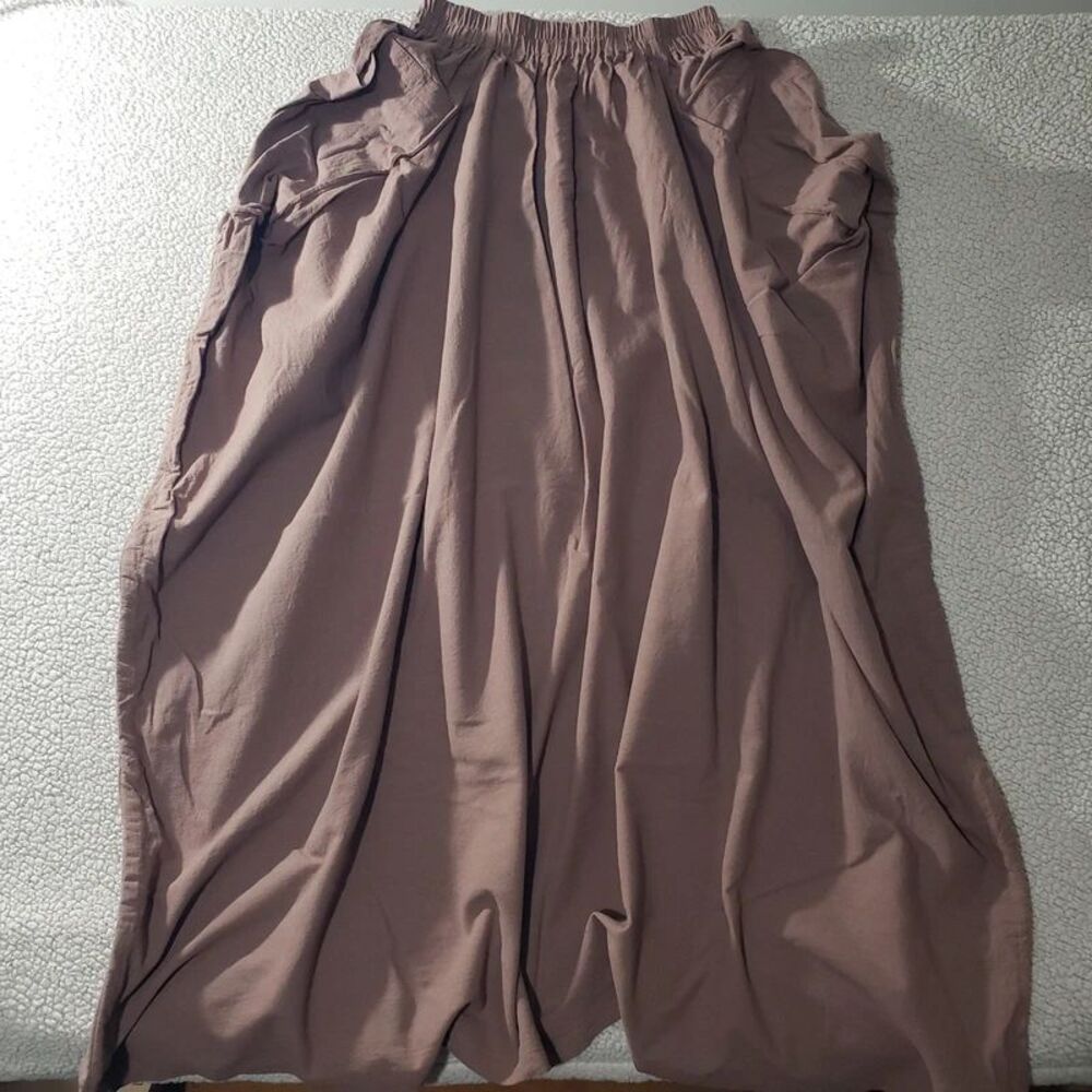 Thaluta | Earthy Mauve Brown Boho Cotton Maxi Skirt Pockets | Womens One-Size